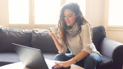 Woman updating her LinkedIn page