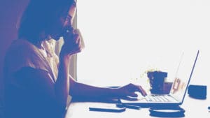 woman laptop coffee